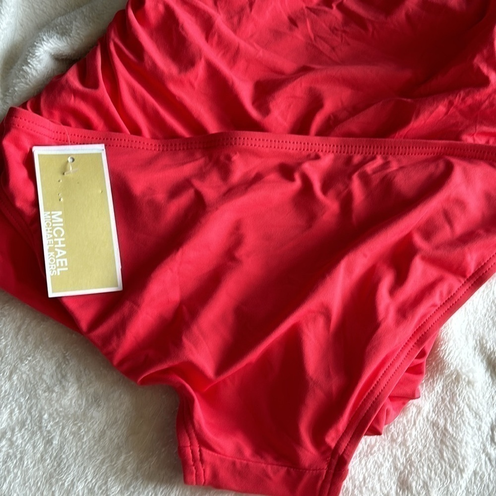 Michael Kors Sea coral 2 piece over the shoulder twist tankini swimsuit S - Picture 10 of 14